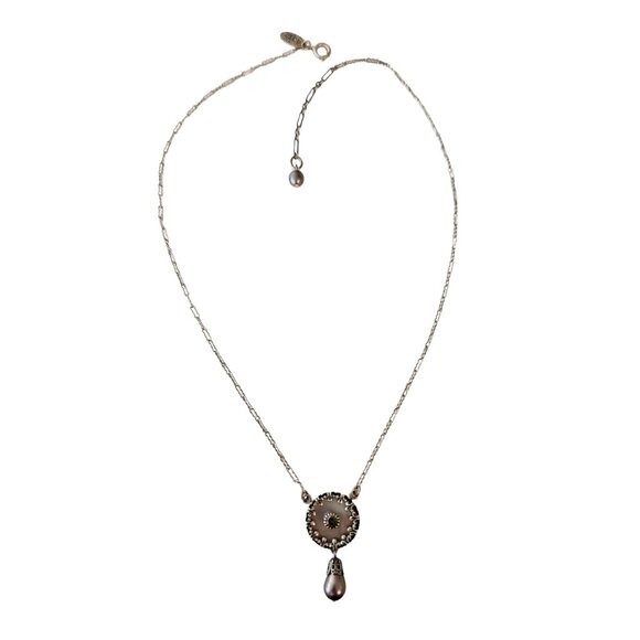 Liz Palacios Sterling Silver Paper Clip Chain Lavalier Pendant Necklace, L110 - Picture 1 of 9